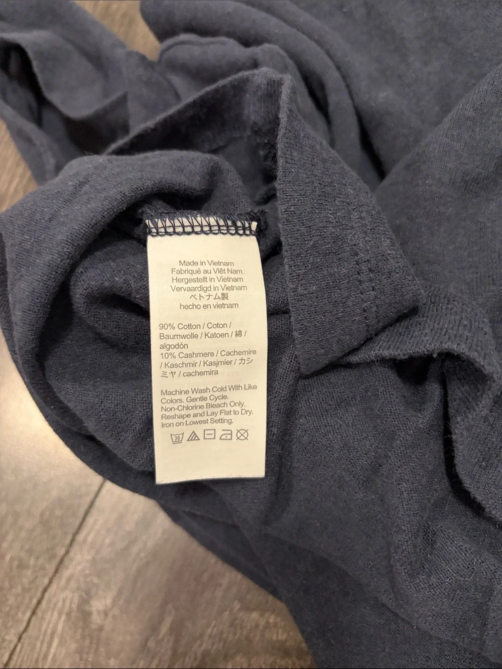 J. Crew Navy Blue Long-Sleeve Cashmere Blend Crewneck Tee Large